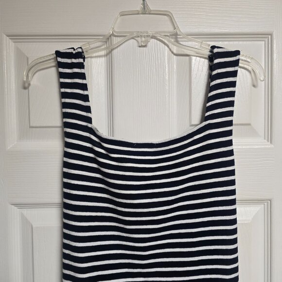 Anne Taylor The Loft Size XL Navy Blue White Striped Front Tie Dress Worn Once - Picture 9 of 12